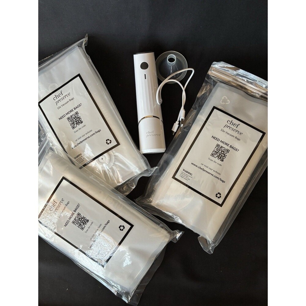 Chef Preserve Compact Vacuum Food Sealer 29 Reusable Vacuum Bags Med & Sm